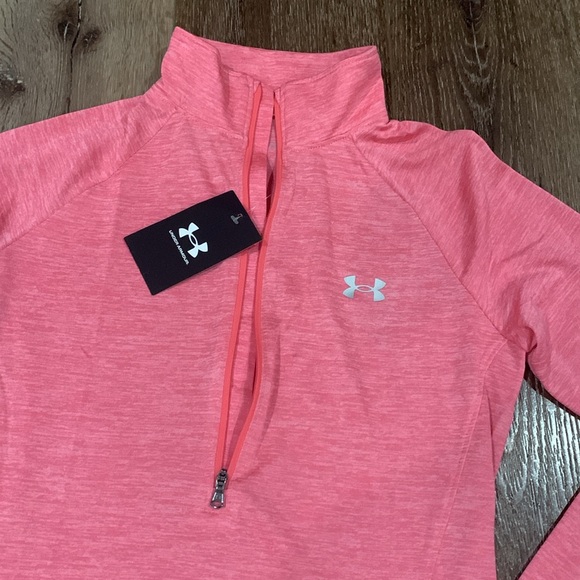 Women’s Under Amour Tech Twist Half Zip Pullover Performance Long Sleeve Pink - Picture 2 of 4